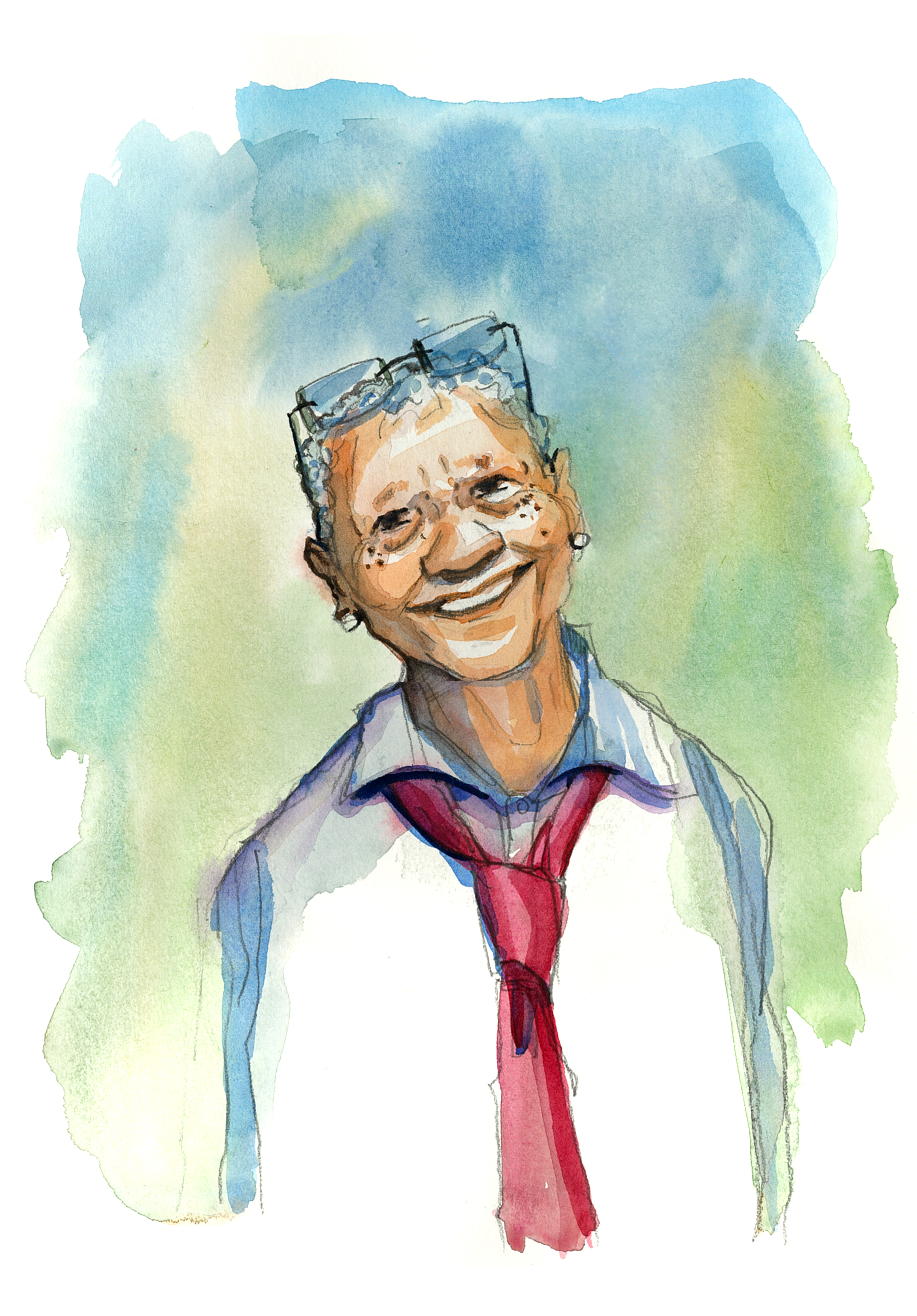 A tribute watercolor sketch of Nikki Giovanni 