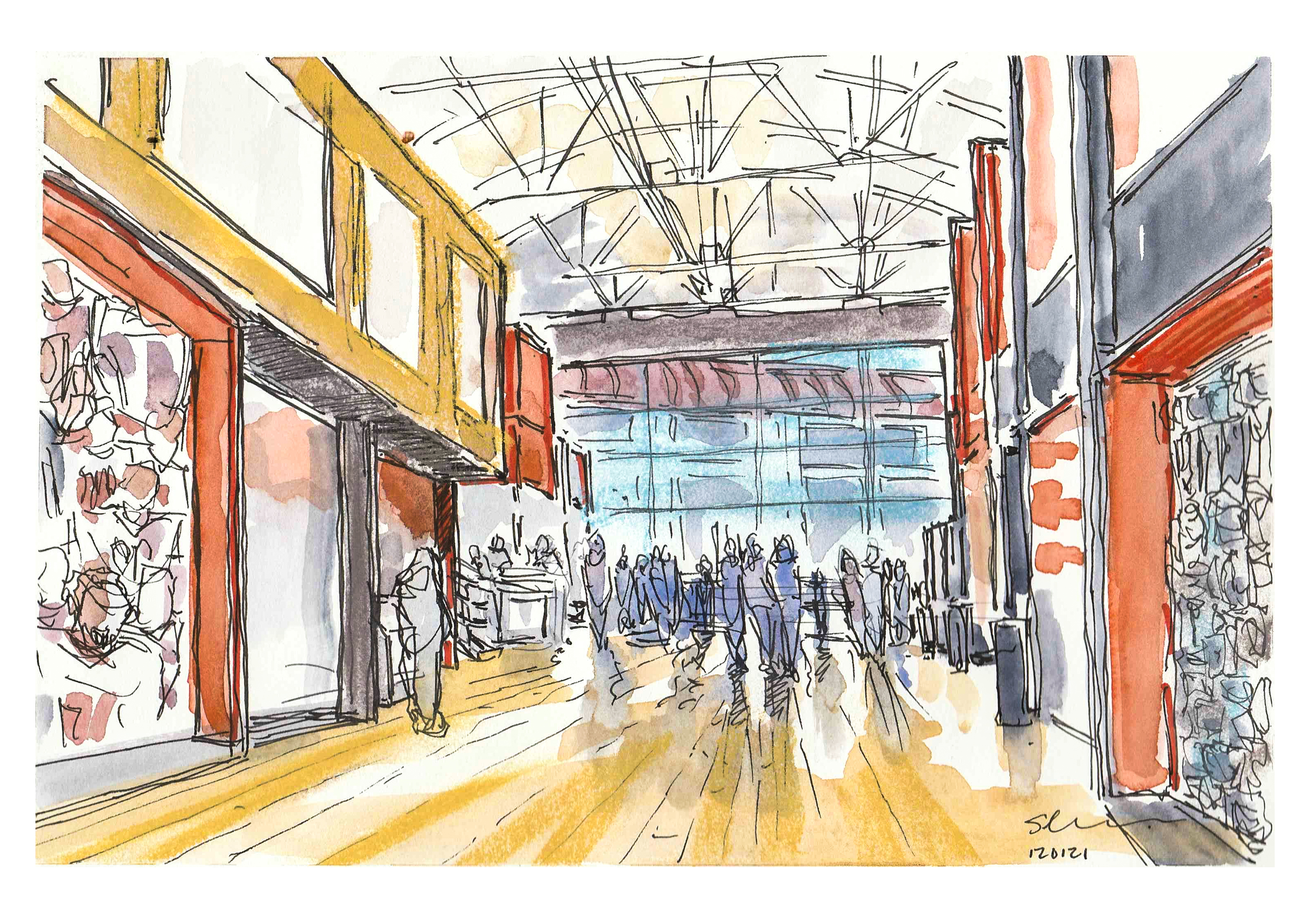 shopping mall sketch