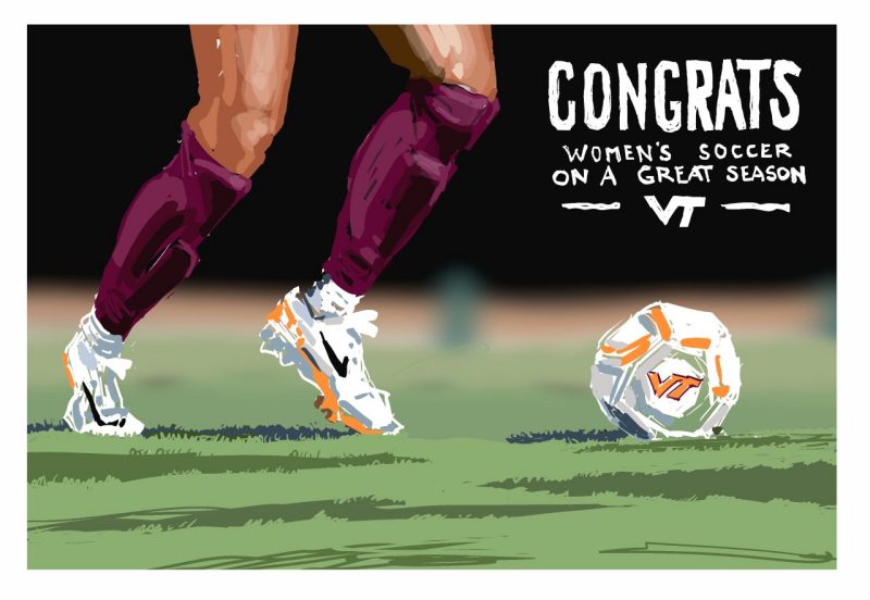 Digital sketch congratulating womens soccer