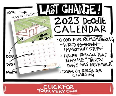 Digital sketch promoting the 2023 Doodle Calendar