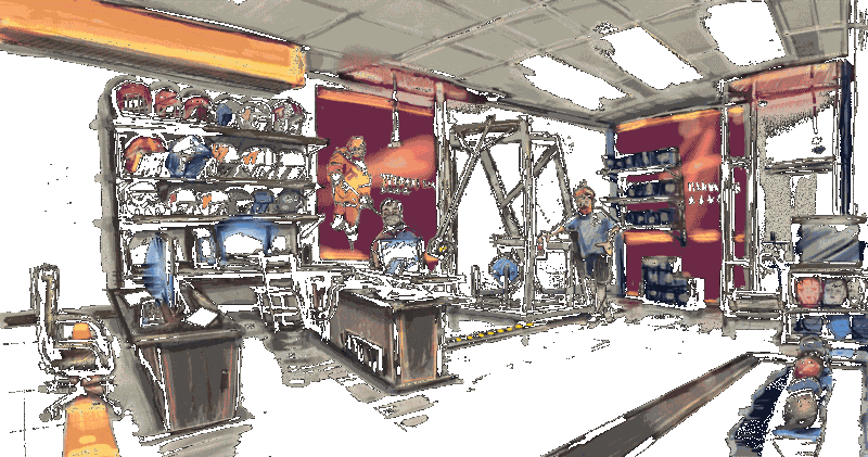 Digital sketch of the Virginia Tech Helmet Lab