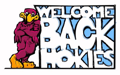 Digital sketch of the HokieBird welcoming everyone back to campus for Spring Semester!