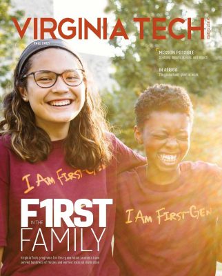 Fall 2021 magazine cover image with two students