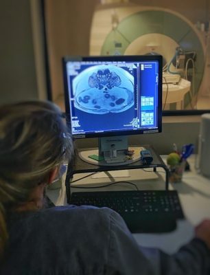 Mary Jean Gorse during a scan. 