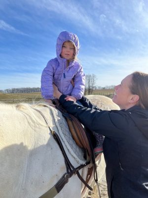 Elaine Claffey (on right) with her child.