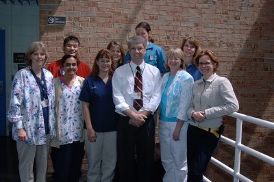 Greg Daniel standing with the radiology team from University of Tennessee.