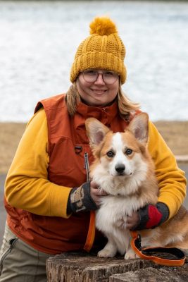 A photo of Blaze, the Pembroke Welsh Corgi, and his mom, Margie Christianson