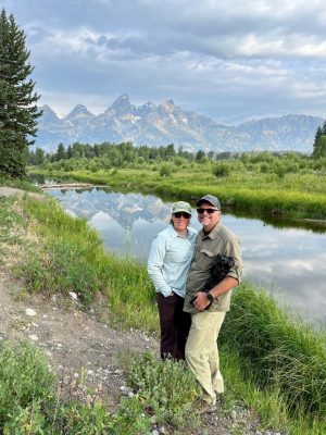 Sierra Guynn (at right) with her husband (at right) in the Grand Tetons