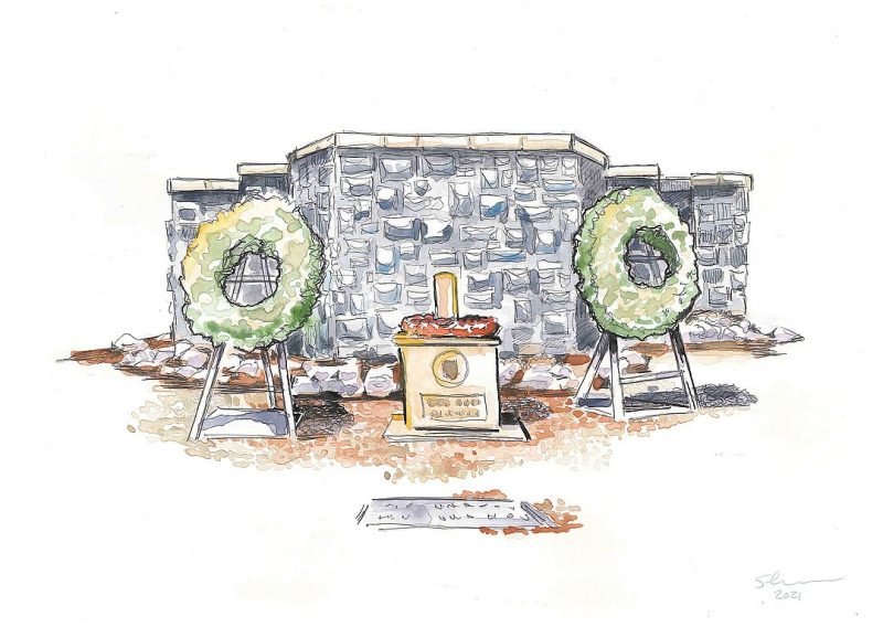 April 16 Memorial Wreaths and Candle (00161) 