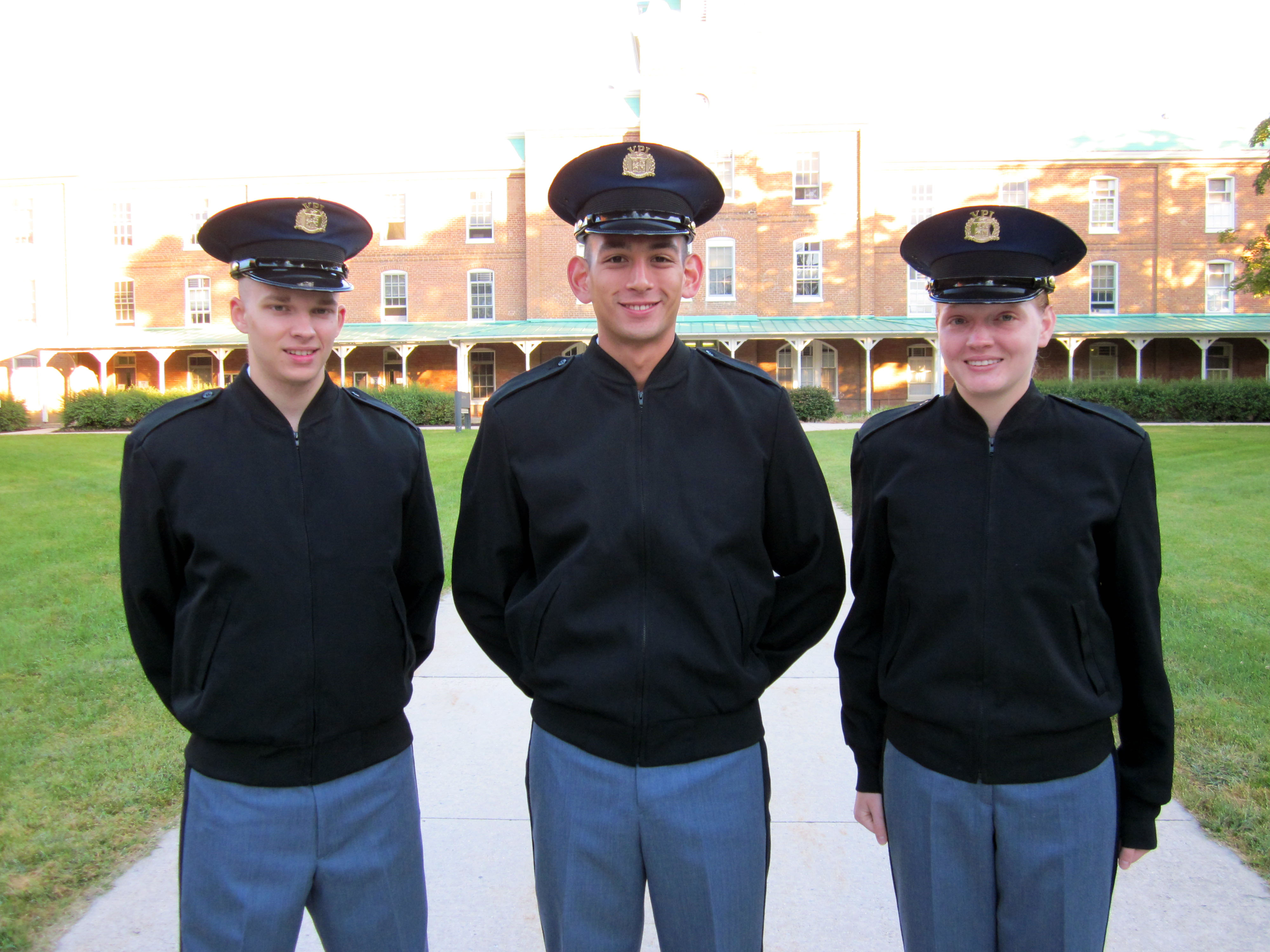 From left to right are Cadets Matthew Hitchcock, Scott Phelps, and Megan Burton 
