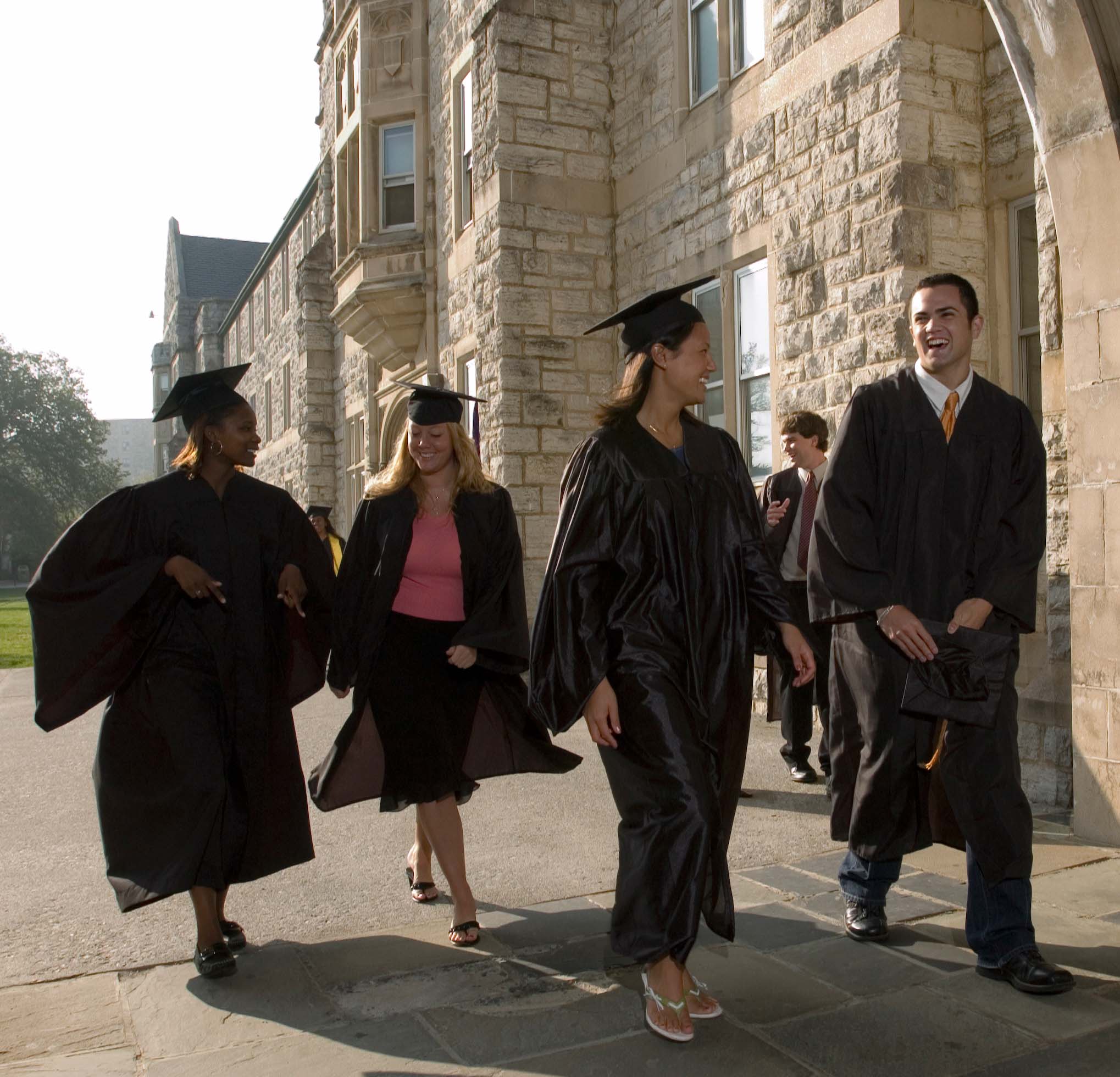 Virginia Tech students in cap and gown