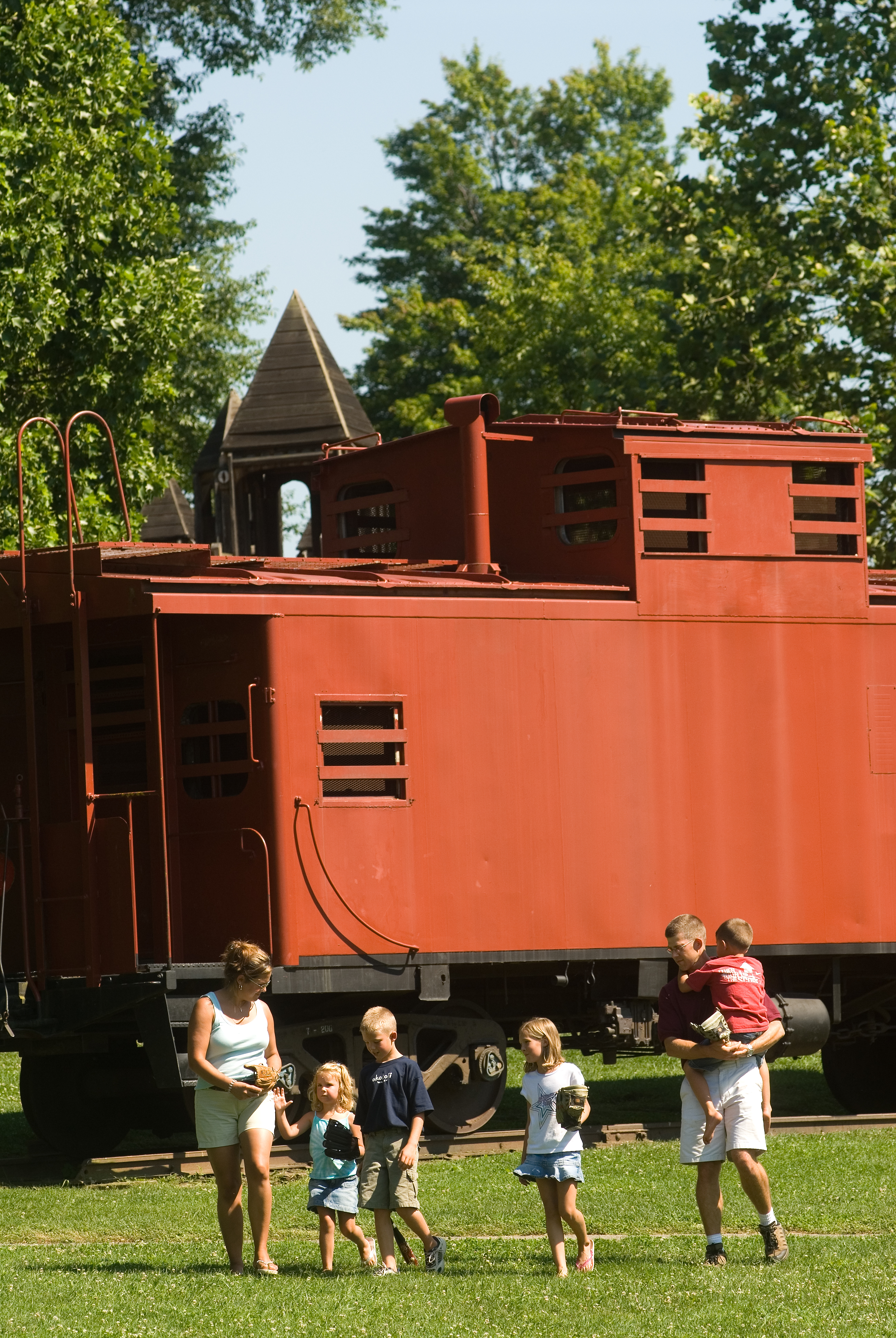 A family enjoys a park located in Blacksburg.