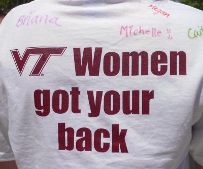 Close shot of back of T-shirt