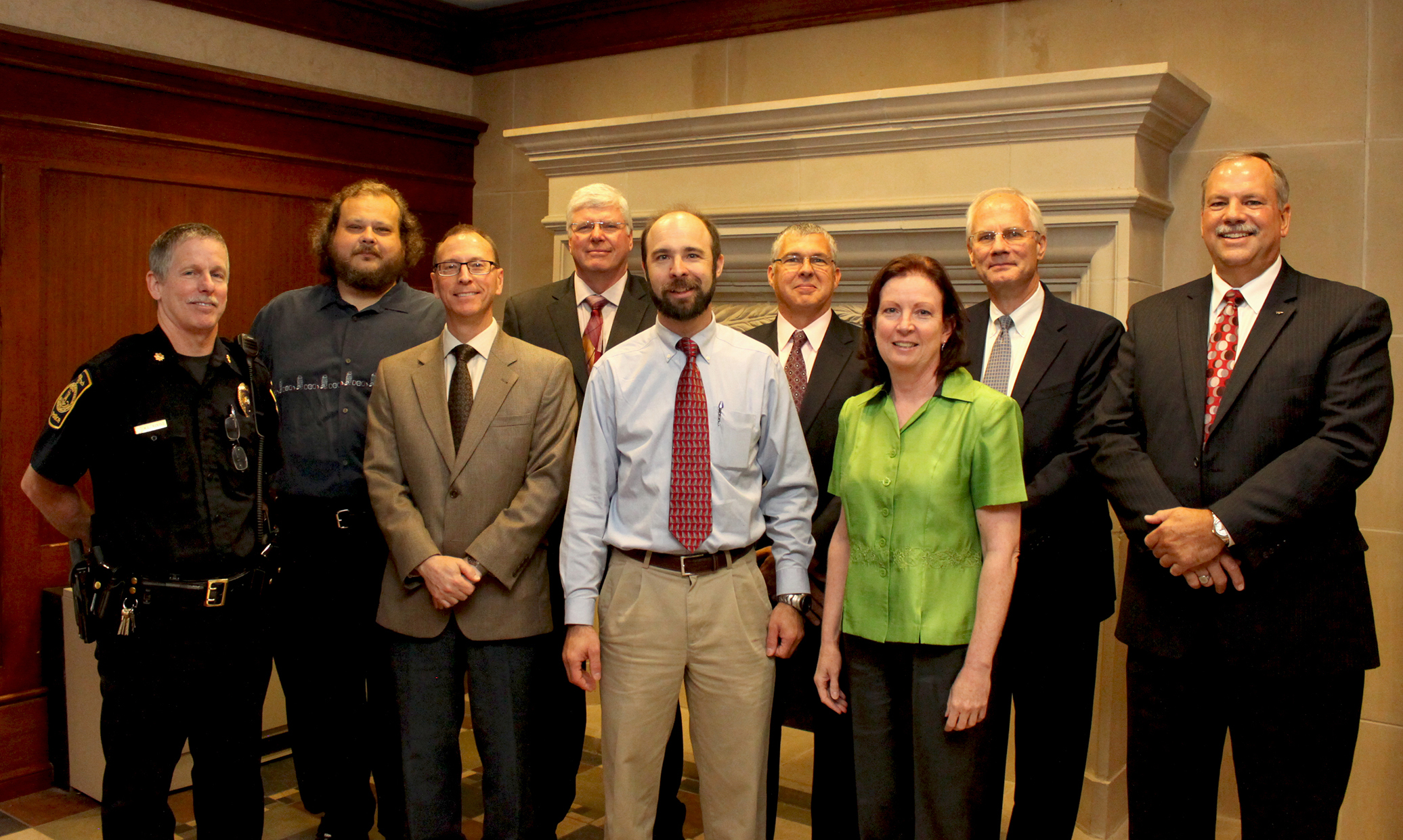 Group photo of developers and contributors to technology initiatives improving safety and security on campus.