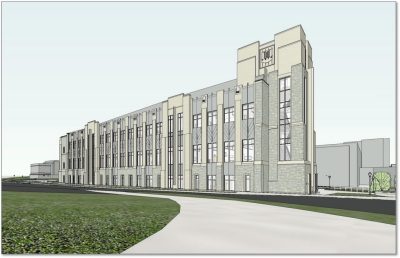 Northwest view of the proposed Classroom Building 