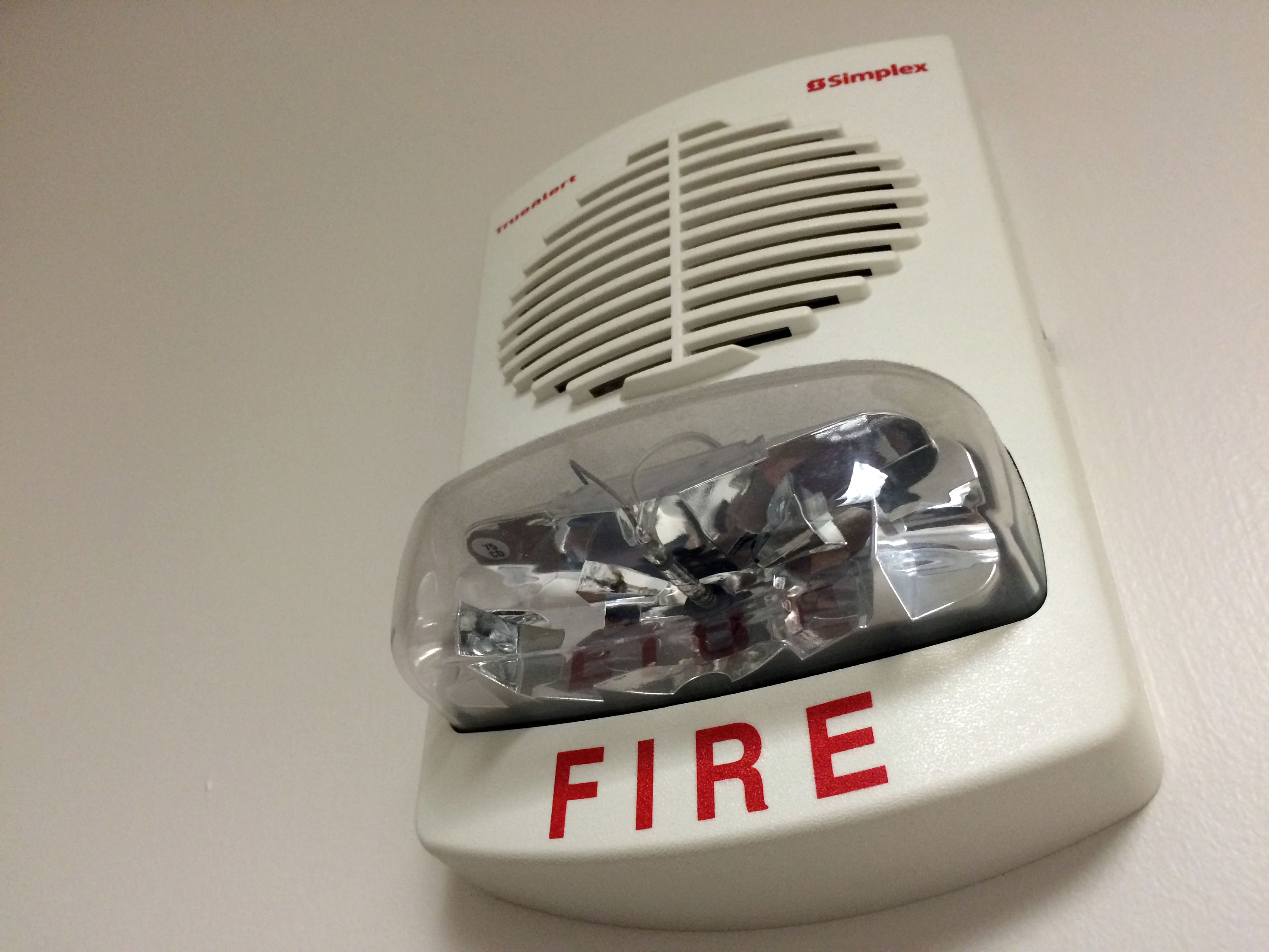 A fire alarm with strobe light