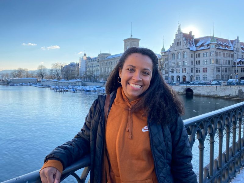 Alyse Johnson on a bridge in Zurich, Switzerland.