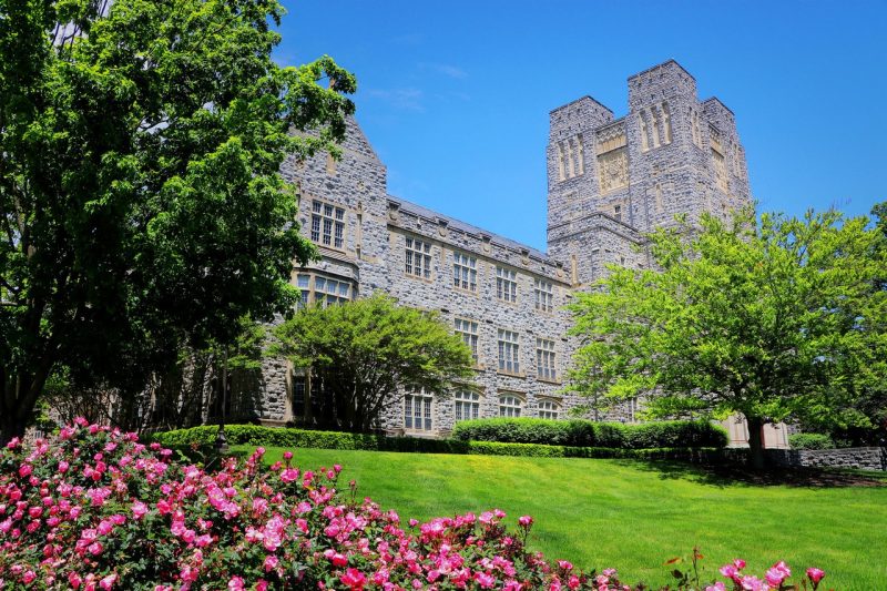 Pictured is Burruss Hall in the spring. 