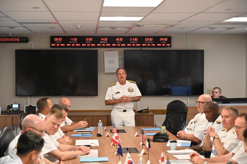 Jeff Jablon addresses attendees of the 2022 Submarine Warfare Commanders Conference at Joint Base Pearl Harbor Hickam in Hawaii.