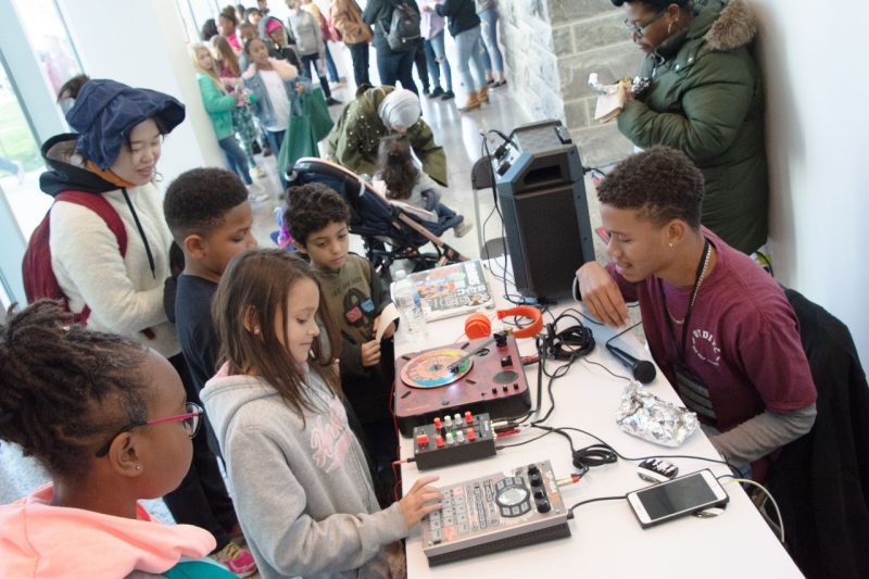 Digging in the Crates: Hip Hop Studies at Virginia Tech will be exhibiting at this year’s Science Festival at the Newman Library on Virginia Tech’s Blacksburg campus. At the interactive exhibit, the student team will explain the science, technology, engineering, art, and mathematics of the Hip Hop arts. Participants can witness and try a variety of Hip Hop culture’s traditional creative practices: djing (both mixing and scratching), beat making, and rapping. Photo by Steven Mackay for Virginia Tech.