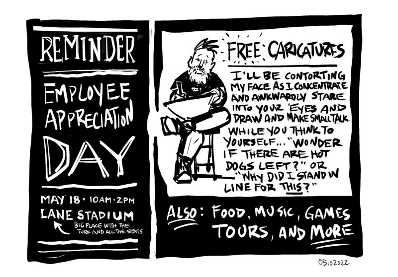 Digital sketch of reminder of employee appreciation day on May 18