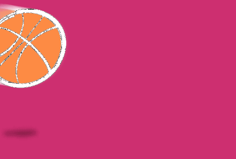 Digital animation of a basketball bouncing around with "good luck in seattle Hokies" at the end