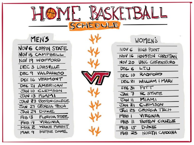 Digital list of home basketball schedules