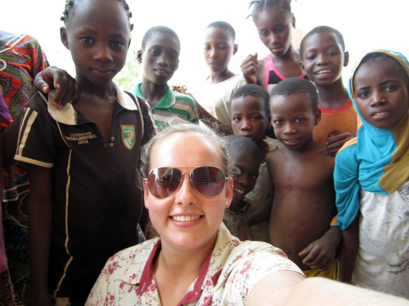 Paige Williams with a group of African children.