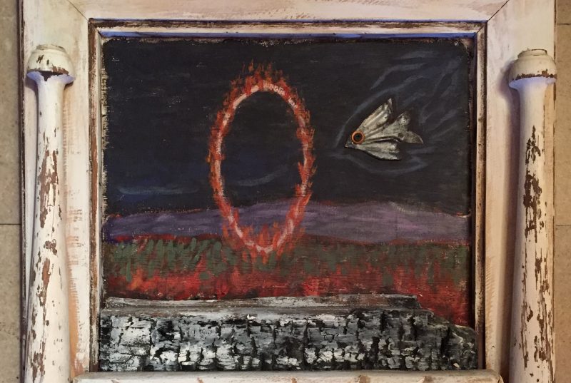 Among the entries in the spring 2016 art exhibition is "Ring of Fire," by Ann Bondurant Trinkle, which features oil paint and mixed media. 
