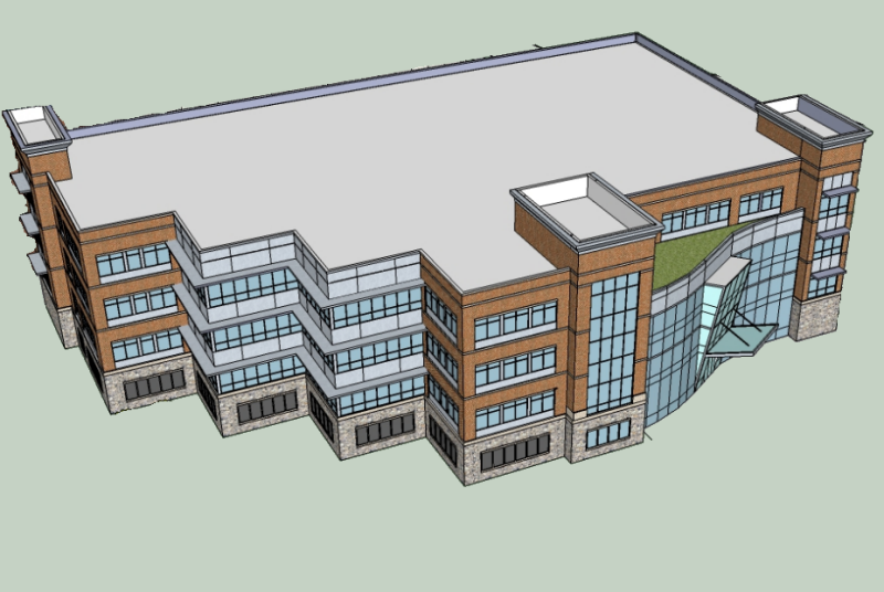 A preliminary architectural drawing of the future Virginia Tech Carilion Health Sciences and Technology Expansion Building.