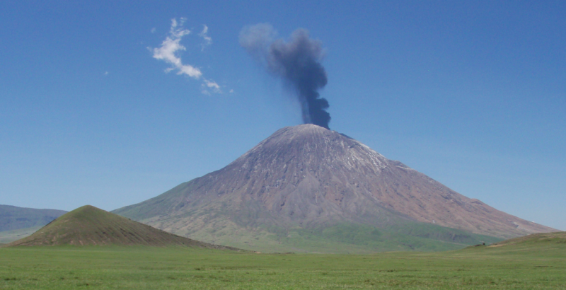 The Ol Doinyo Lengai volcano erupting in 2008.