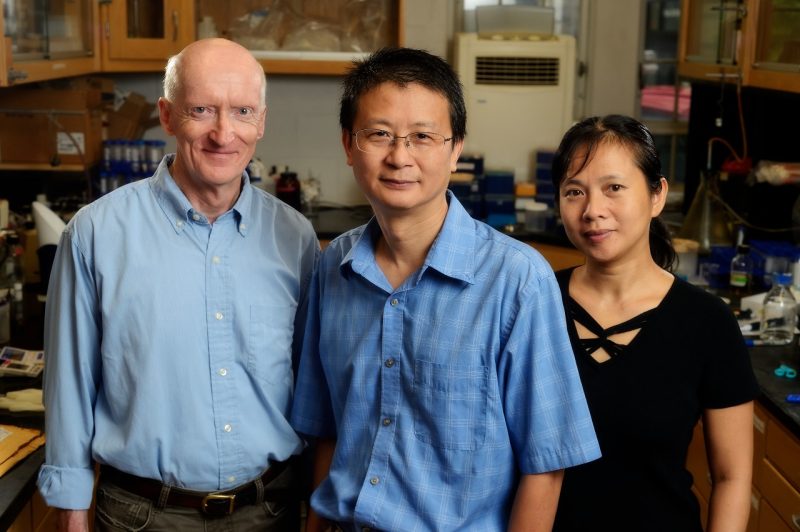 David Bevan, Bin Xu, and Ling Wu in the lab
