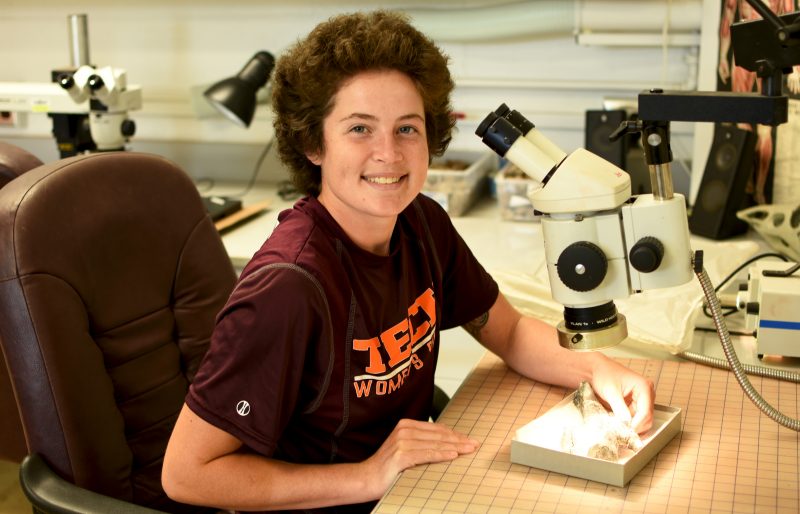 Emily Lessner inside the fossil lab.