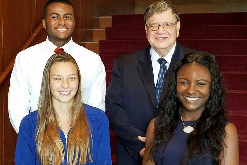 Finance interns with Dwight Shelton, vice president for finance and chief financial officer