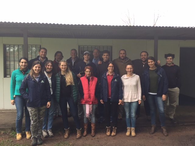 Grant and Gerrard pose with their Animal Growth and Development students at the University of the Republic at the school’s Paysandu campus.
