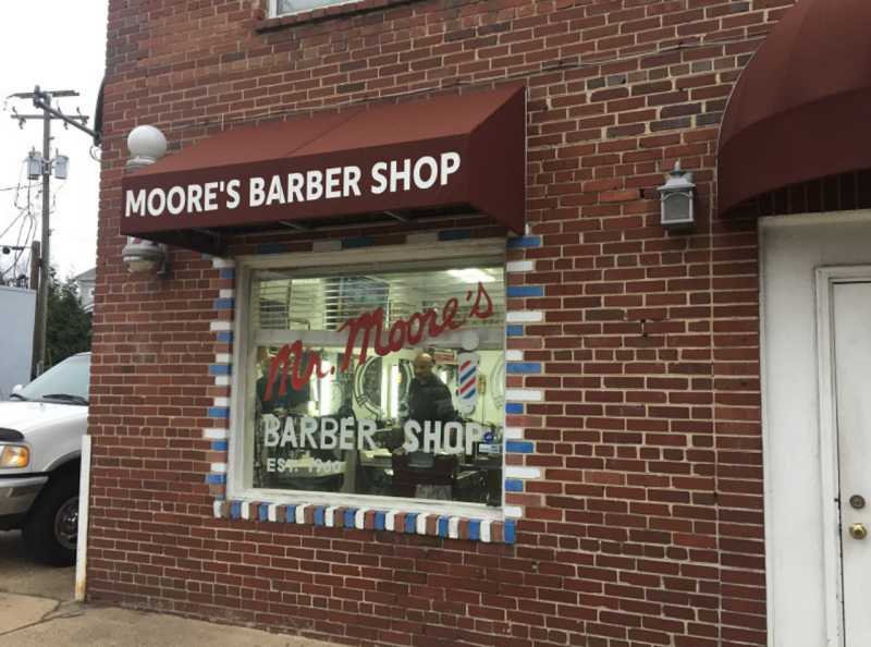 Store front of barber shop in Arlington, Virginia