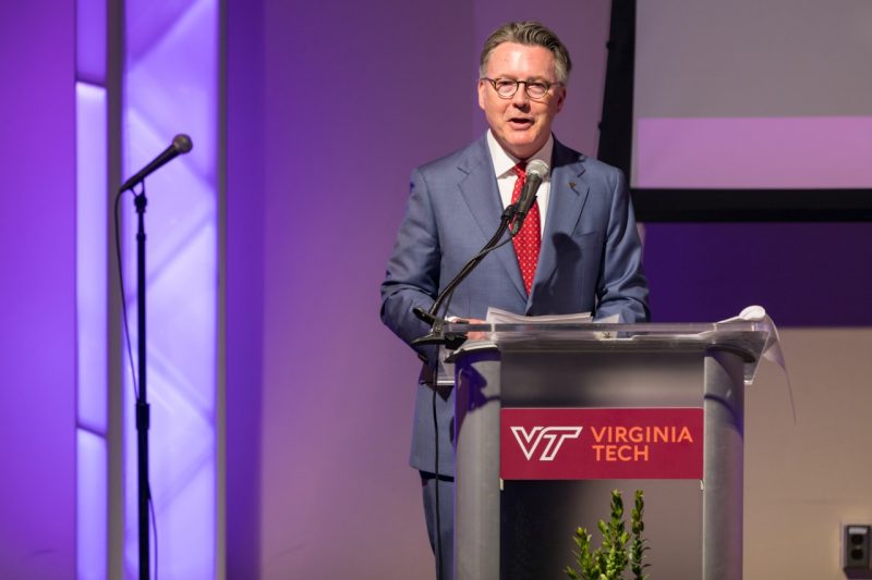 Virginia Tech President Tim Sands announced the new Ujima Living Learning Community during the Black Alumni Awards Ceremony on Friday evening.