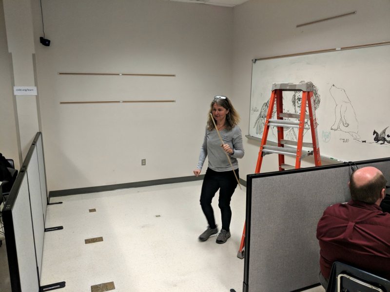 A computer lab at Blacksburg Middle School is renovated to become a virtual environment studio.