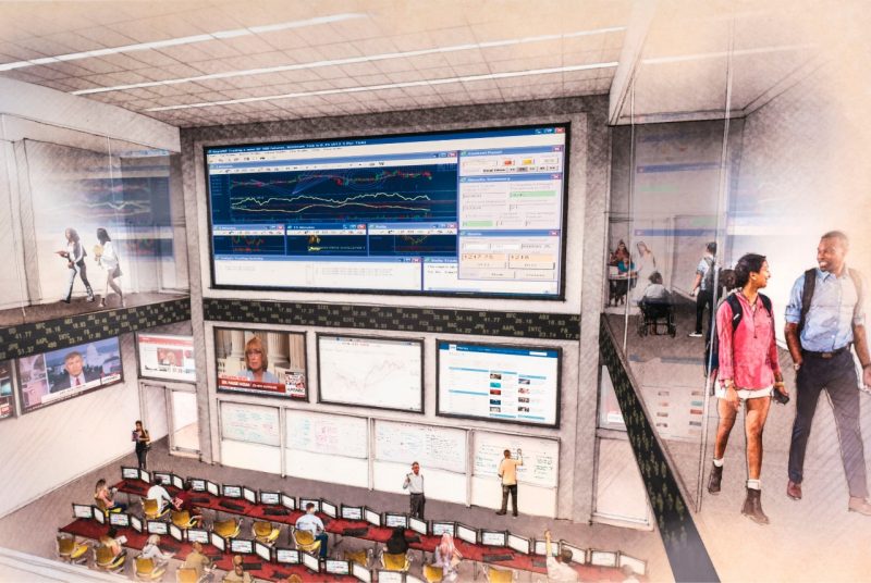 An architect's drawing of the Trading and Analytics Lab.