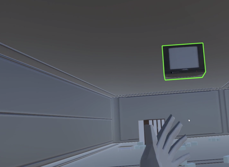 Virtual reality hand levitates a television set