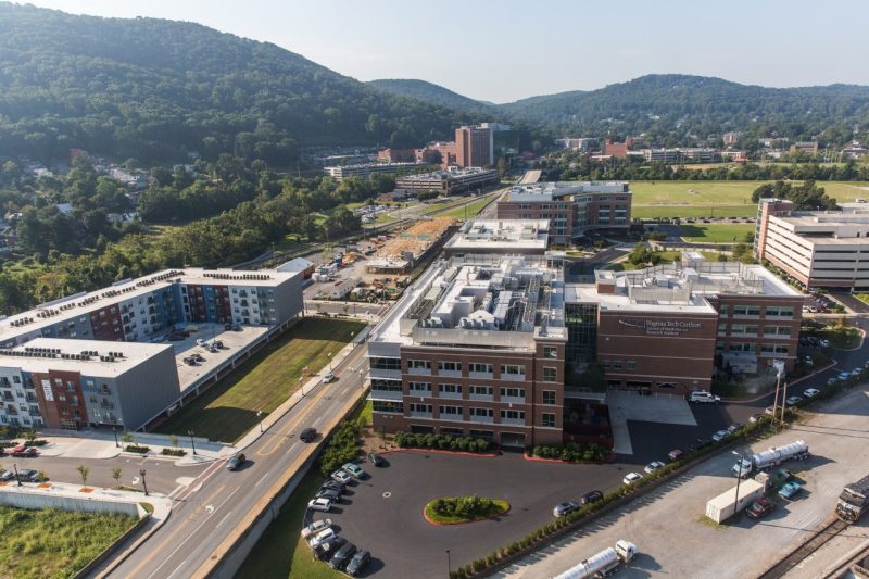 Aerial shot of Virginia Tech Carilion Innovation District