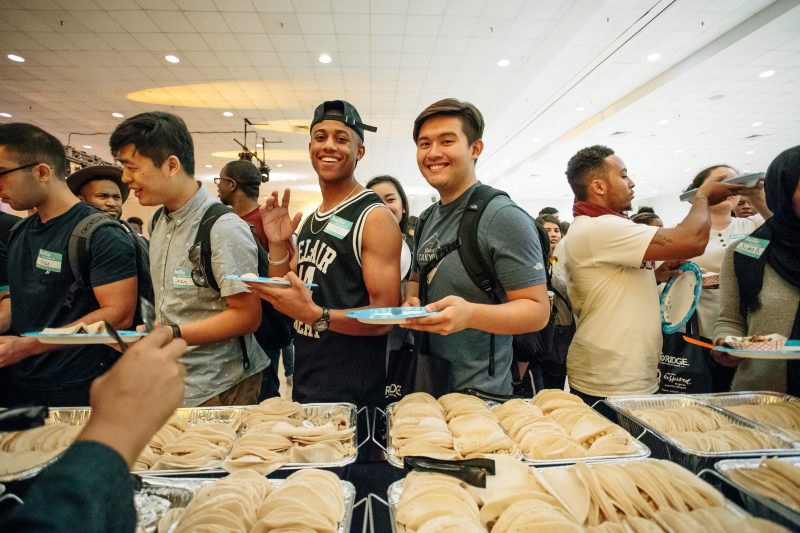 Students enjoy food from the Cultural and Community Center's 2018 kick-off event