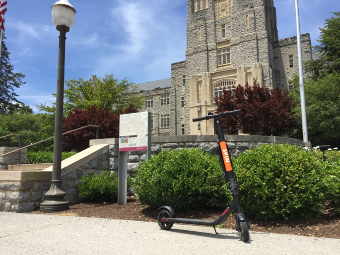 Scooter next to Burruss Hall