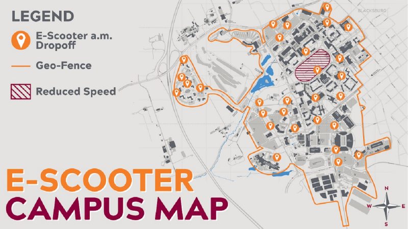 Map of e-scooter locations on campus
