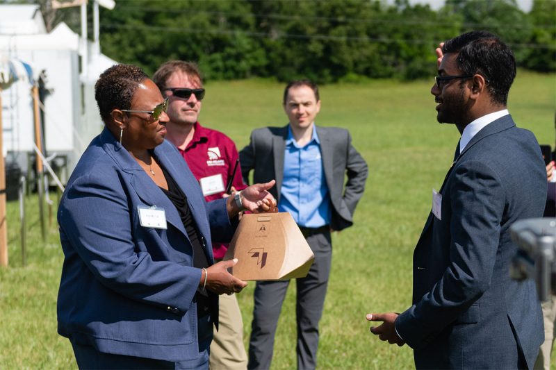 FAA employees receive a drone delivery