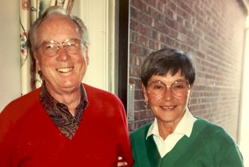 Luther and Alice Hamlett pose by a doorway