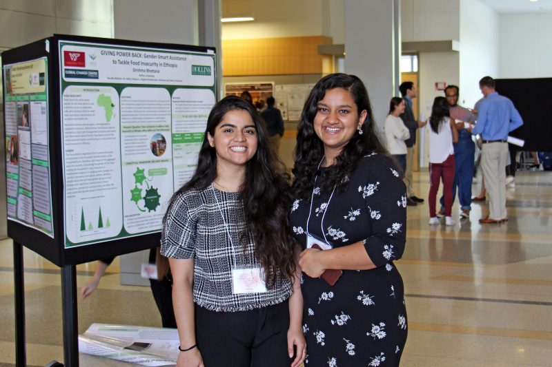Hollins University students, Grishma Bhattarai (left) and Udipta Bohara (right), presented their research findings during the 2019 Summer Research Symposium at Virginia Tech