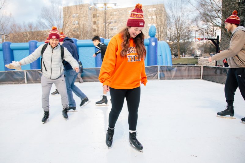 Students ice-skating