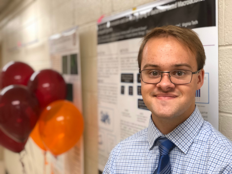 Tanner Spicer presented his work at the Engelpalooza Biochemistry Undergraduate Research Symposium in October 2019. Photo courtesy of Carter Gottschalk.