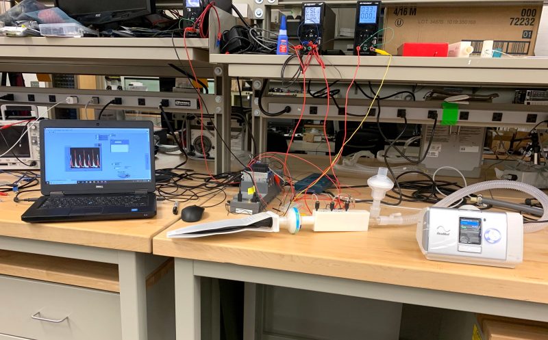Virginia Tech mechanical engineers test a new monitoring system to upgrade a BiPAP breathing device